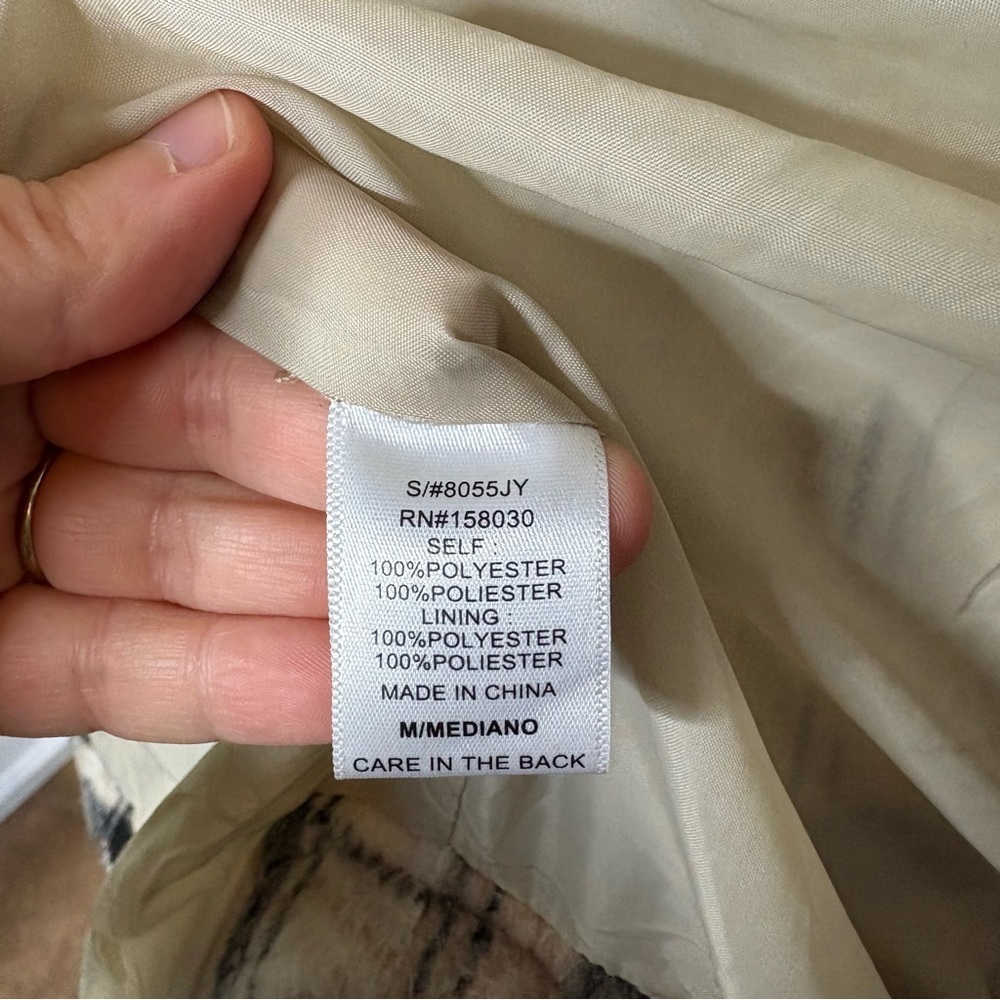 Love Tree Plaid Button-Up Shacket in Cream and Tan Medium - Picture 7 of 8